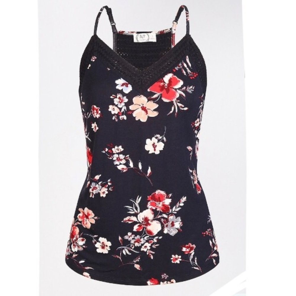 Maurices Floral Crochet Trim Tank Top